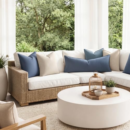 MIULEE Decorative Linen Lumbar Pillow Cover 14x36 Inch Blue Ashes - Image 6