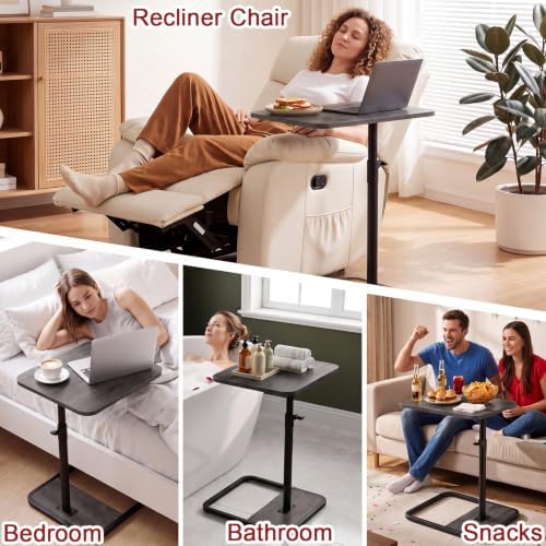 GOYLSER Large C Shaped End Table for Couch, Height Adjustable Living Room Rotating Couch Tray Tables Sofa Table Tv Trays for Bedroom, Swivel Wooden Side Table for Small Space, Grey - Image 7
