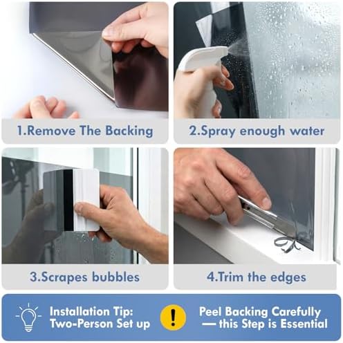 One Way Privacy Window Film Heat Blocking Static Cling,23.6" x 78.7" - Image 6