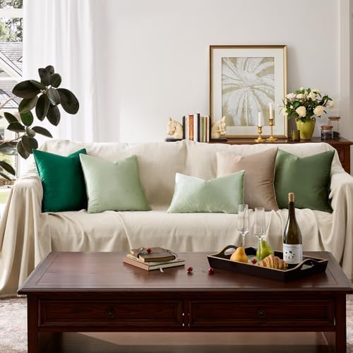 GIGIZAZA Sage Green Velvet Throw Pillow Covers 20x20 Pack of 2 - Image 7