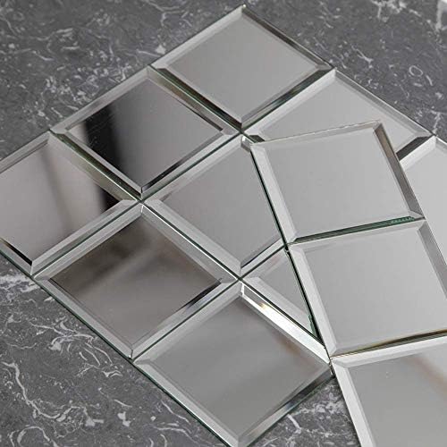 Beveled Mirror Tile, 4x4 Inch Mirror Square Tiles for Kitchen Backsplash Bathroom Shower Wall 46 Pcs, 5 SQ.FT - Image 6