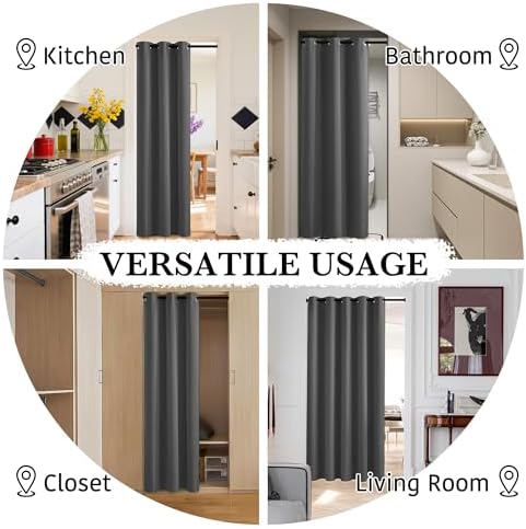 RYB HOME Grey Total Blackout Curtains for Bedroom Patio Sliding Glass Doors - Image 6