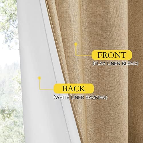 NICETOWN Camel Extra Wide 100% Blackout Linen Curtain Panel, Energy Smart & Noise Blocking Out Blackout Thermal Insulated Drape for Shift Worker, Bedroom (100 inch per Panel) - Image 7