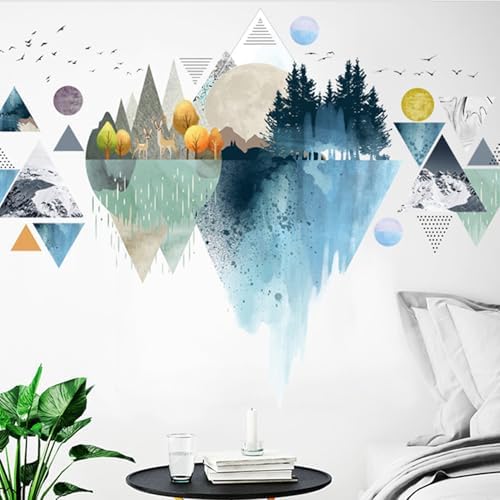 Nordic Geometric Wall Stickers Mountain Wall Decal Murals Peel and Stick | 33 x 49in DIY Removable 3D Wall Art Stickers Home Decor for Office Bedroom Nursery Living Room - Image 6