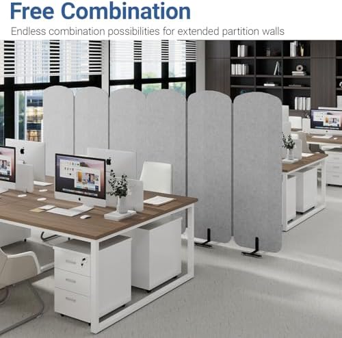 Natwind 3-Panel Portable Room Divider, 73.2'' x 71'' Office Partition,Grey - Image 6