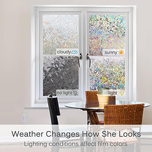 Volcanics Window Privacy Film, Stained Glass Rainbow Cling, 17.5" x 78.7" - Image 6
