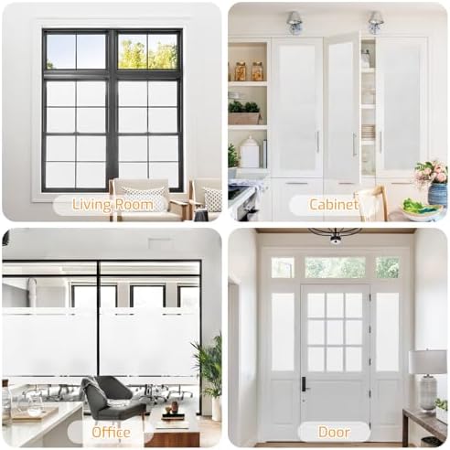 LUTE Frosted Glass Window Privacy Film, Static Cling, White, 17.5" x 78.7" - Image 6