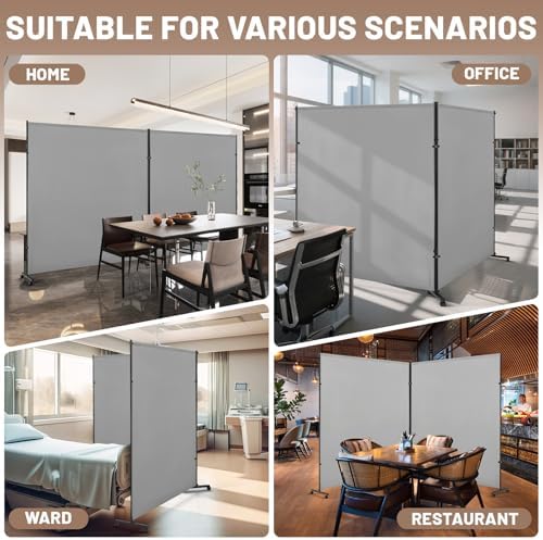 2 Panels Room Divider/Privacy Screen 6FT*6FT with Caster Wheels & Brakes - Image 6