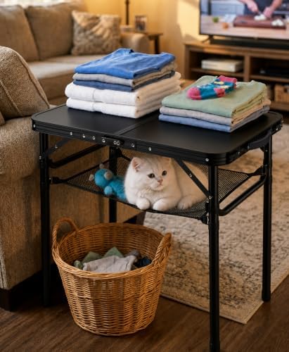 Outdoor Side Table, Portable, 3 Adjustable Height,Small Folding Table - Image 6