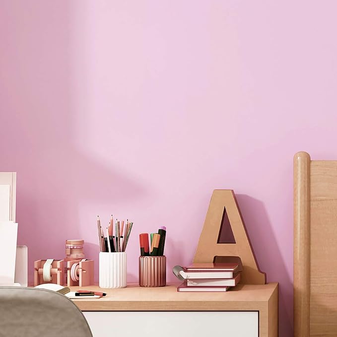 197"x17.7" Pink Wallpaper Solid Color Peel and Stick Wallpaper Pink Contact Paper Self-Adhesive Removable Wall Paper for Wall Covering Cabinet Countertop Vinyl Roll - Image 9