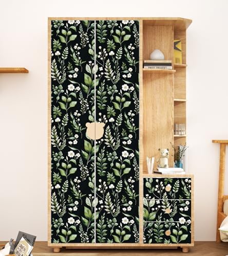 Danodoi Black Green Vintage Leaf Peel and Stick Wallpaper 17.5" x 118" | Waterproof Vinyl Self Adhesive Removable Renter Friendly Floral Contact Paper - Image 7