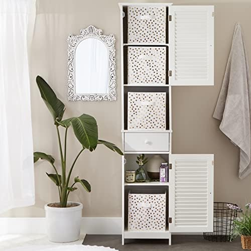 DII Woven Polyester Storage Bin, Polka Dot, White & Gold, Small Set of 4 - Image 6