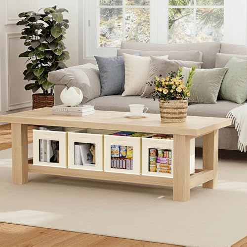 Homsorout Storage Cube 11 Inch - Cube Storage Bins with Window, Closet Storage Baskets with Handle, Fabric Bins for Closet, Shelves, Toys, Clothes, Set of 14, Beige - Image 7