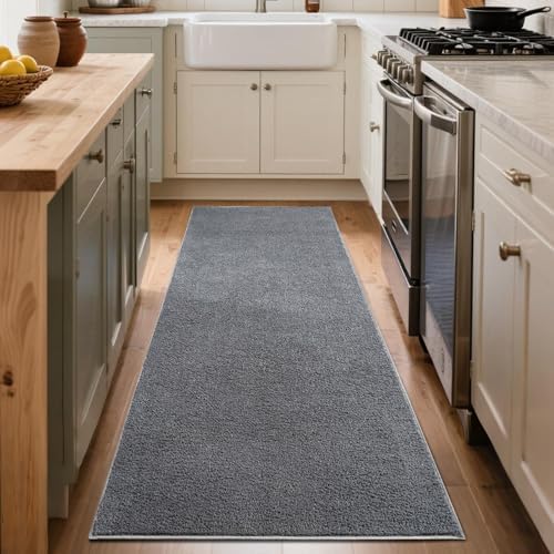 2x6 Pure Dark Grey Runner Rug Non-Slip Washable for Hallway Kitchen Bedroom - Image 7