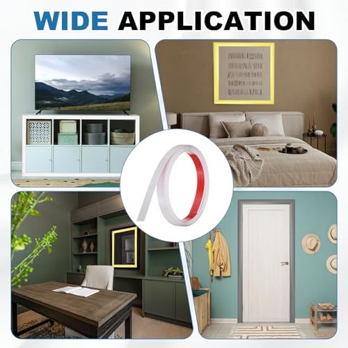 uxcell White Peel and Stick Molding Trim, 0.8 Inch x 9.8 ft Self-Adhesive Mirror Tape, Flexible PVC Border Strip for Wall Decoration Tile Edge Ceiling Floor Frame Furniture Decoration - Image 7