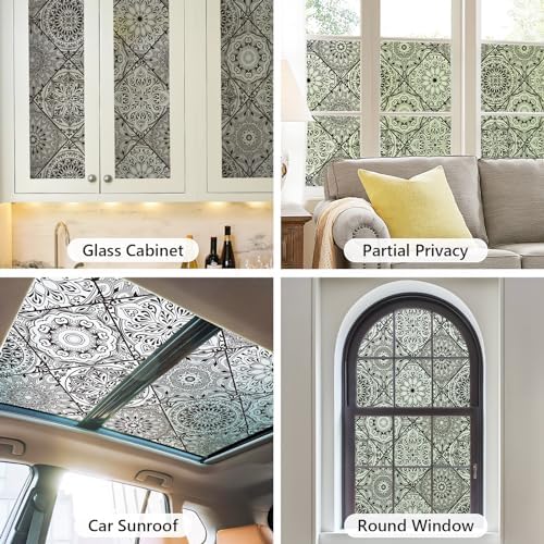 DKTIE Moroccan Lattice Frosted Glass Window Film Decorative 17.7" x 78.7" - Image 6