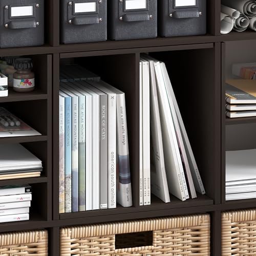 Furinno Cubicle H-Shelf Cube Insert, 2-Tier Cube Organizer, Dark Oak - Image 7
