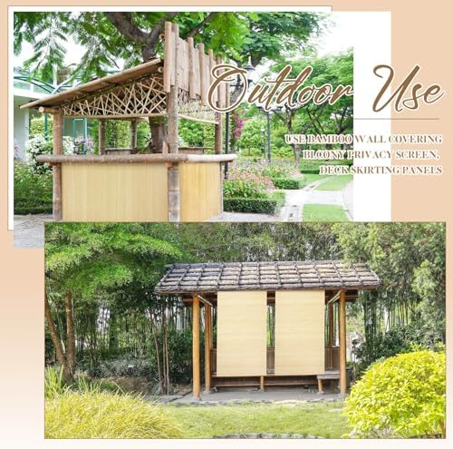 Juexica 1 Pcs Natural Bamboo Wall Panel for Interior Wall 48''x96'' Bamboo Covering Renewable Pole Wainscoting Room Divider Wrap Decor for Bedroom Living Room Kitchen Island Office (Raw) - Image 6