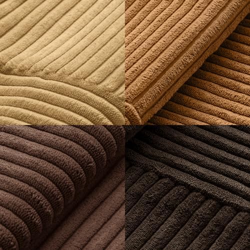 MIULEE Boho Decorative Throw Pillow Covers 20x20 Set of 4 Farmhouse Neutral Cushion Cases Gradient Corduroy Pillow Cases Modern Soft Corduroy Patchwork Home Decor for Couch Sofa Bedroom Camel Brown - Image 7