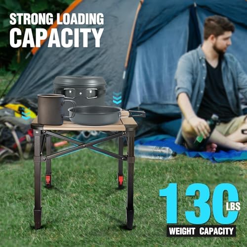 VILLEY Folding Camping Square Table, Portable Aluminum Table, Small - Image 6