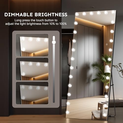 Kosmonia 82"x36" Hollywood Full Length Mirror with Light, 28 Dimmable Bulbs - Image 7