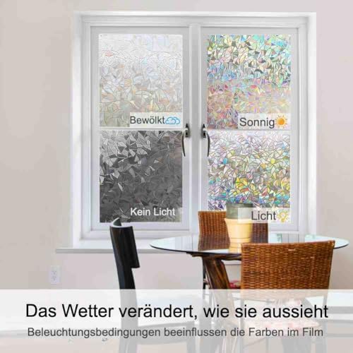 Volcanics Window Privacy Film, Stained Glass Rainbow Cling, 35.4" x 78.7" - Image 6