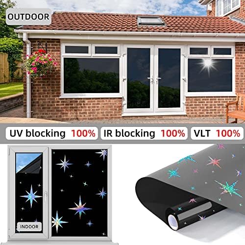 FuFin Total Blackout Window Film with Tools, Black Star 23.6"×196.9" - Image 6