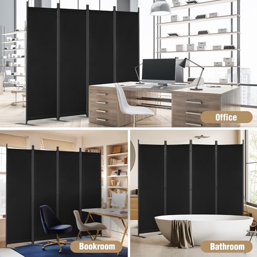 Room Divider 6FT Folding Privacy Screen for Room Separation, 4 Panel, Black - Image 7