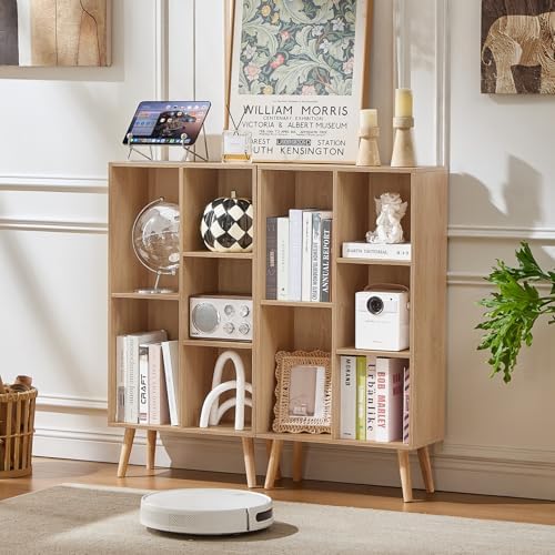 LEYAOYAO 5 Cube Bookshelf,Mid-Century Modern Bookcase with Legs,Light Wood - Image 6