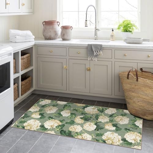 Front Door Mat Indoor Entrance - 2x4.3 Sage Green Beige Floral Rug - Image 7