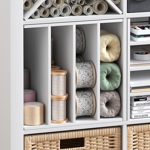Furinno Cubicle 3-Shelf Cube Insert, 3-Tier Cube Organizer, White - Image 7