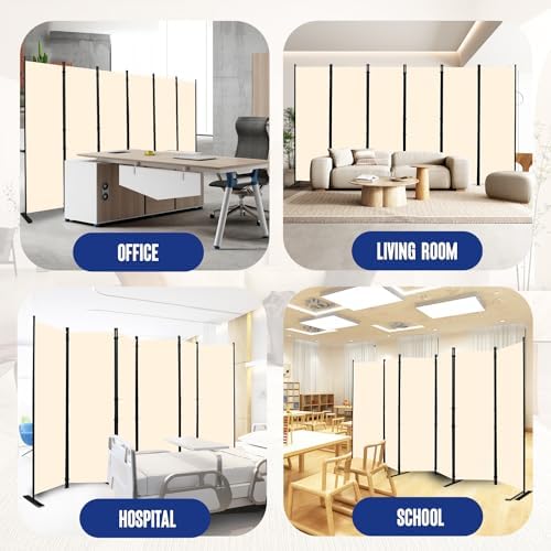 6 Panel Folding Privacy Screen, 11ft W x 6ft H Partition Room Divider Panel - Image 6