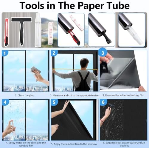 Total Blackout Window Film with 4 Tools,Total Black 45.27"x78.7" - Image 6