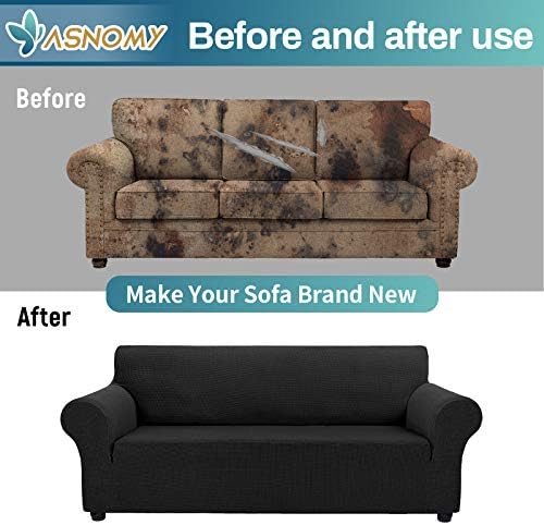 Asnomy Stretch Oversized Couch Covers for Sofa Slipcover,Black - Image 6