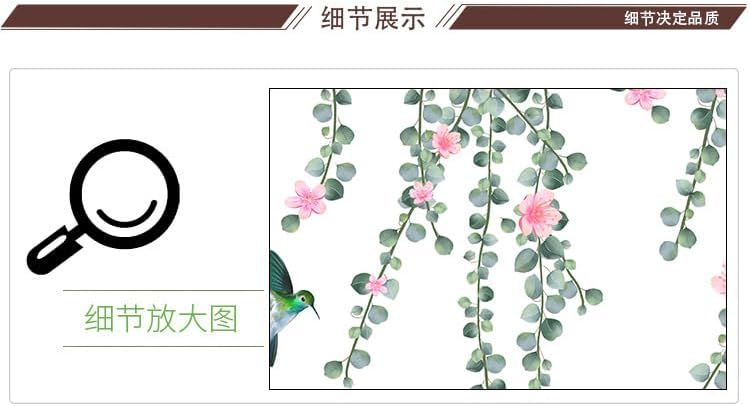 Hanging Green Vine Wall Decals,Succulent Plants Wisteria Floral Flowers Butterflies Birds Wall Stickers, Self-Adhesive Vinyl Removable Living Room Sofa TV Wall Decor - Image 6