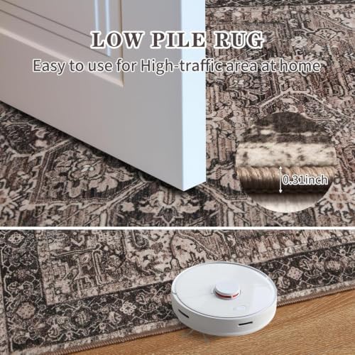 Hanples 2x3 Washable Rugs for Entryway, Vintage Floral Door Mat, Brown - Image 6