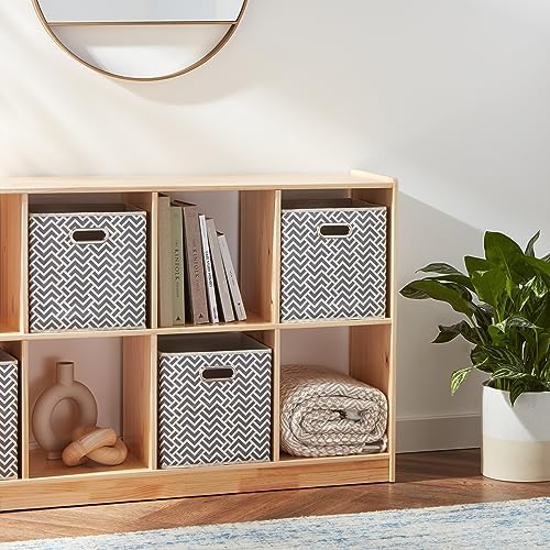 Amazon Basics Collapsible Storage Bins with Handle, Space-Saving, Breathable Cube Organizer, 10.5" x 10.5" x 11", Chevron Grey, 6-Pack - Image 6