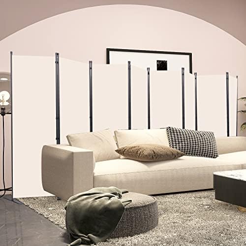 Room Divider, 8 Panel Folding Privacy Screens with Wider Feet, Beige - Image 6