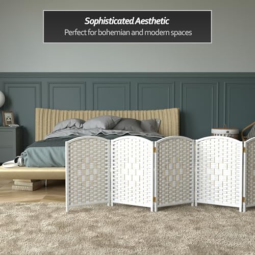 Red Lantern 2 ft. Short Diamond Weave Fiber Folding Screen - White - 8 Panel - Image 6