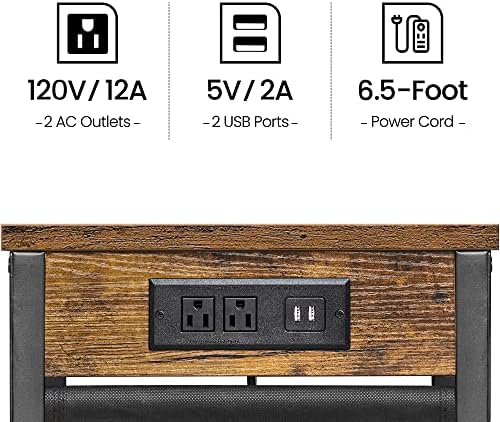 TUTOTAK C Shaped End Table with Charging Station, Side Table for Sofa - Image 6