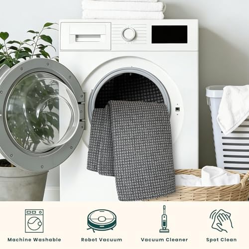 KOZYFLY Runners Rugs for Hallway 2x10, Washable Runner Rug, Woven Non Slip Kitchen Runner, Braided Entryway Rug, Floor Carpet for Entry, Aisle, Hall, Grey/Dark Grey - Image 6
