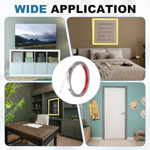 uxcell Silver Peel and Stick Molding Trim, 0.6 Inch x 9.8 ft Self-Adhesive Mirror Tape, Flexible PVC Border Strip for Wall Decoration Tile Edge Ceiling Floor Frame Furniture Decoration - Image 7