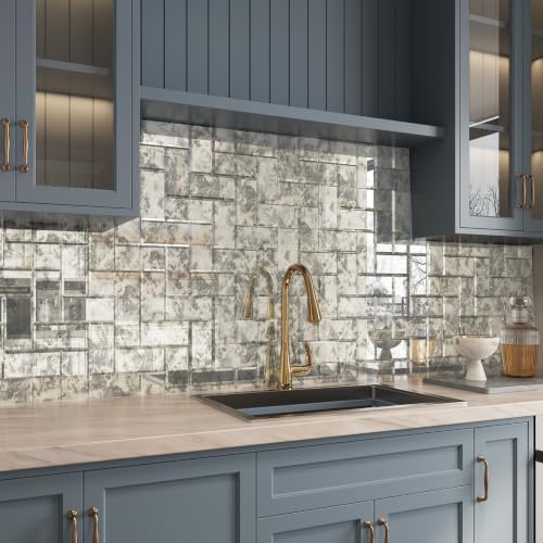 Lovdeco Peel & Stick Silver Antique Mirror Tile 3x6 Inch Beveled (40 Pcs) - Image 6