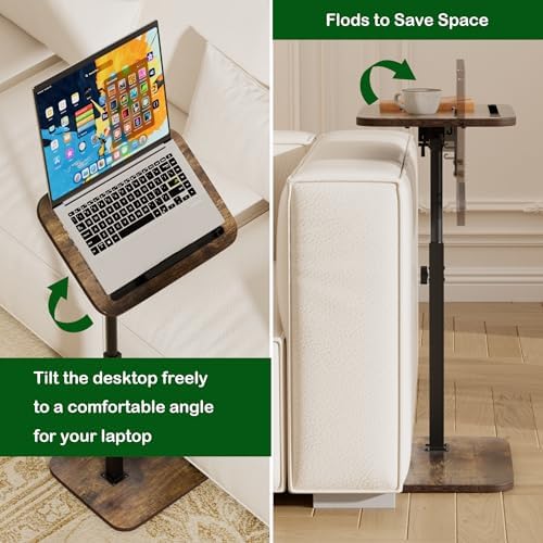360° Swivel Sofa Side Table for Couch, Set of 2 - Image 7