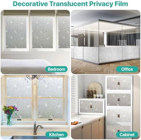 Bloss Privacy Window Film Frosted Glass Window Film Non Adhesive Window Cling Privacy Film Removable Decorative Bathroom Door Window Covering (23.6 x 78.7 Inch) - Image 7