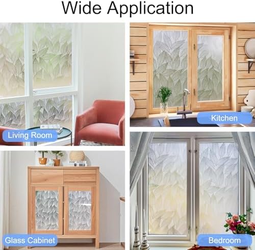 CottonColors Leaf Pattern Window Privacy Film 35" x 118", Non-Adhesive - Image 6