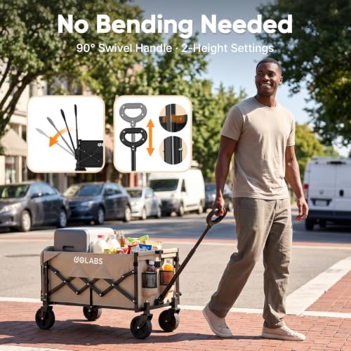 Golabs WA1 Collapsible Folding Wagon Cart, Max 220lb Load, Expands to 100L - Image 6