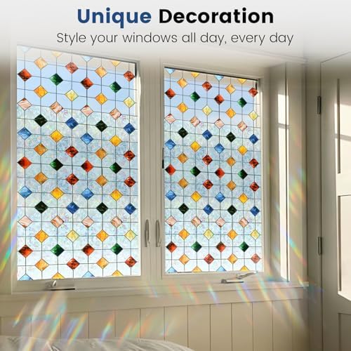 DKTIE Rainbow Stained Glass Window Film Decorative 23.6in X 78.7in - Image 6