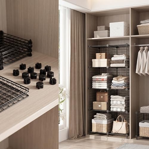 Jovitec 32 Pieces ABS Cube Connectors for Wire Storage Organizer, Black - Image 6