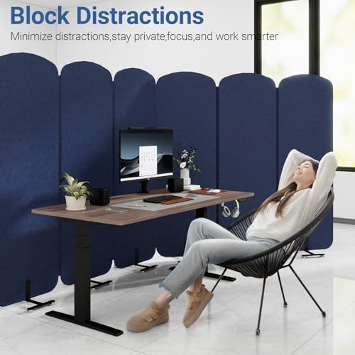 5-Panel Portable Room Divider, 123'' x 71'' Office Partition,Navy Blue - Image 7
